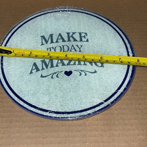 New “Make Today Amazing” Blue Script Cooking Concepts Glass Cutting Board - Picture 3 of 5